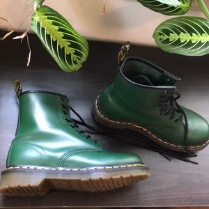 Shiny Almost New Doc Martens - Green Leather